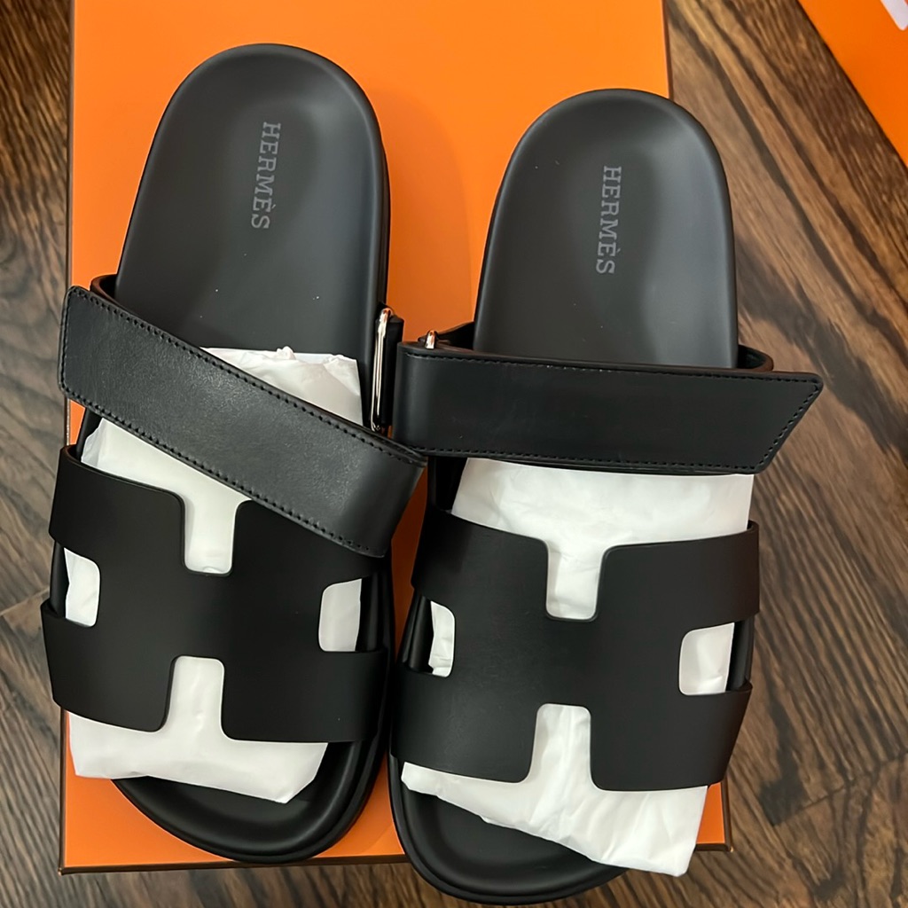 Brand New Hermes Chypre Sandals Black 39